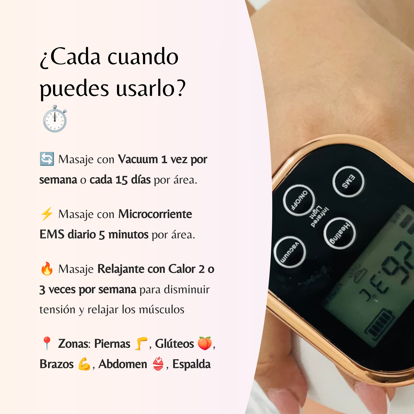 Kit Zeus - Anticelulitis y Levantamiento de Glúteos con Vacuumterapia, Estimulación con Microcorriente, Infrarrojo & Calor